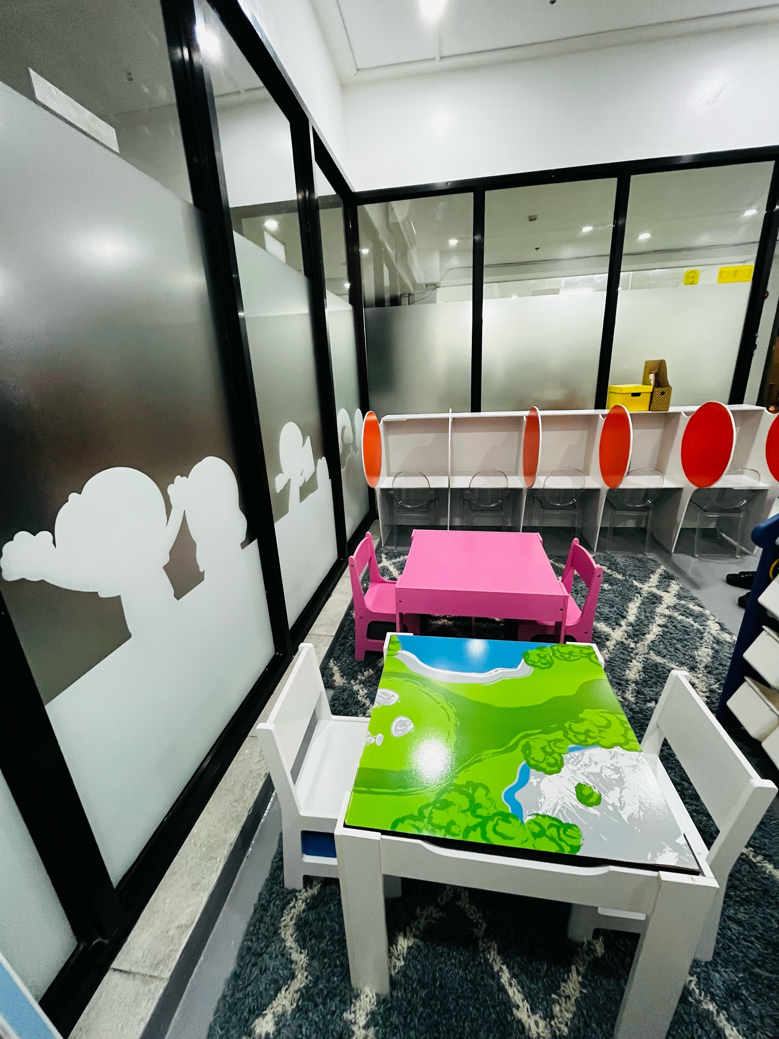 Study carrels in the Kinder 1 learning area at MCLC